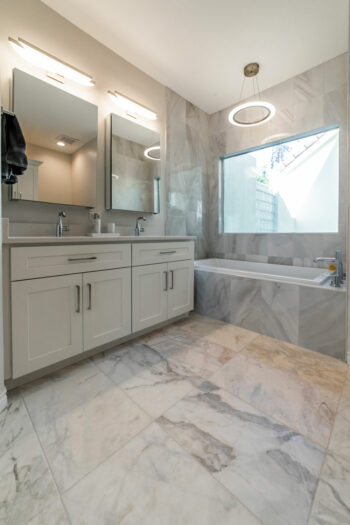 The Hills Home Remodel Contractor shows Master Bath Vanity & Tub