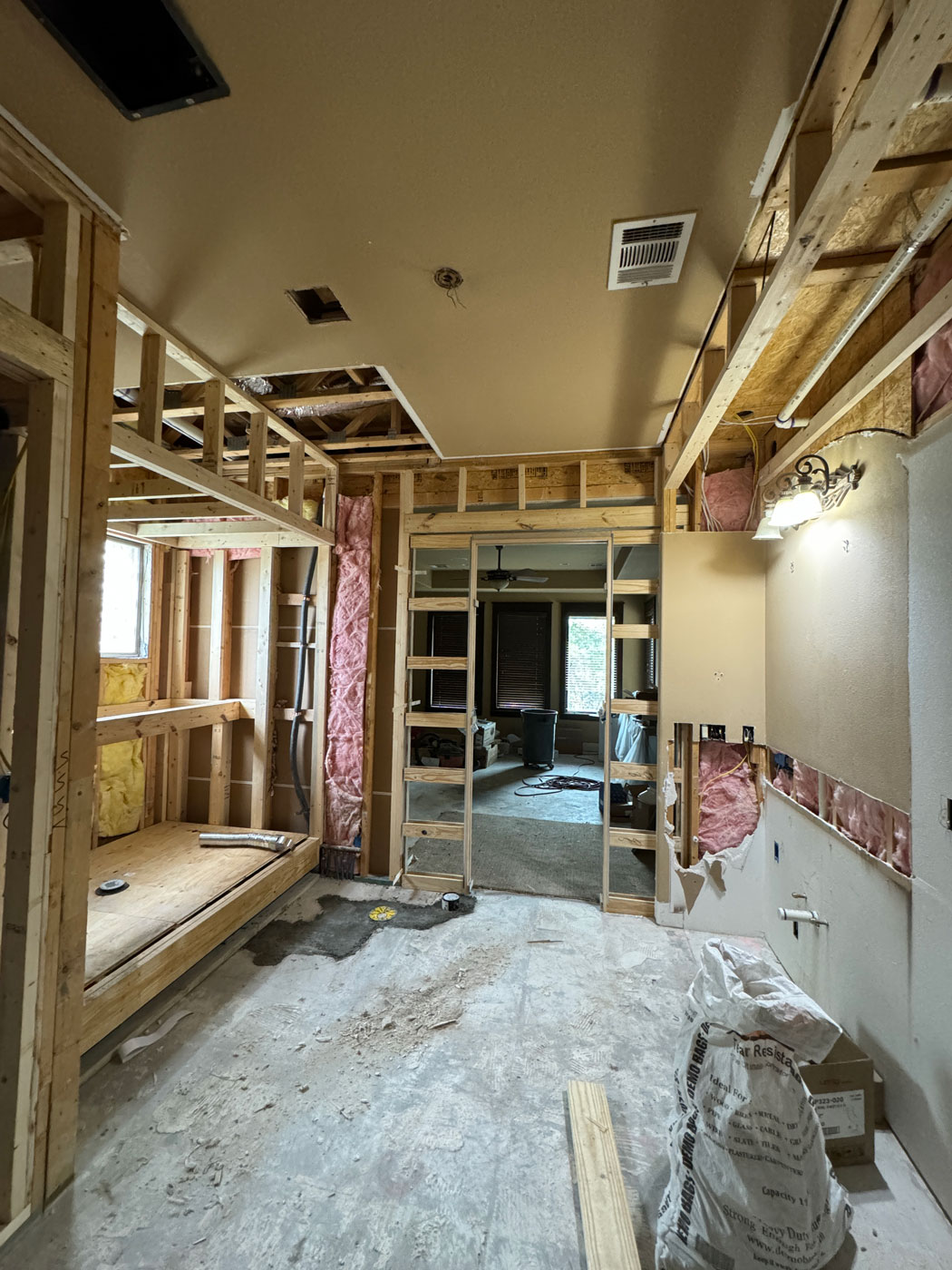 Construction of Pocket Door for Master Bath Remodel near Austin