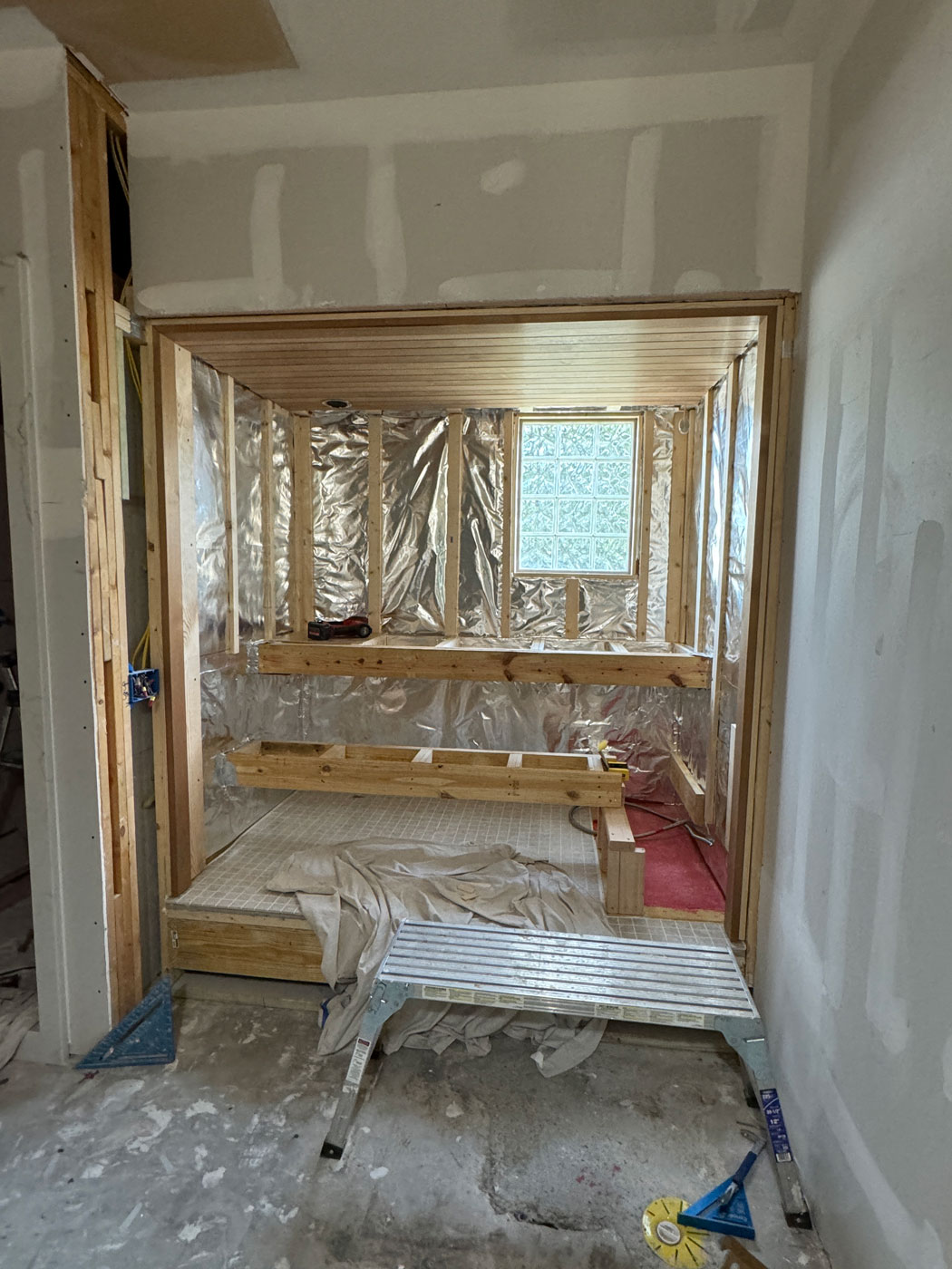 Construction of Sauna Build Out for Master Bath Remodel near Austin