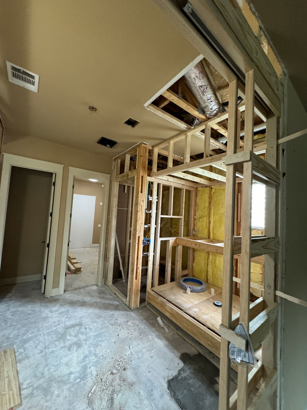 Construction of Sauna and Shower Framing for Master Bath Remodel near Austin